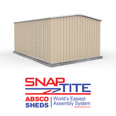 Absco 4.48mW x 3.00mD x 2.06mH Double Door Workshop Shed - Classic Cream - Shed City